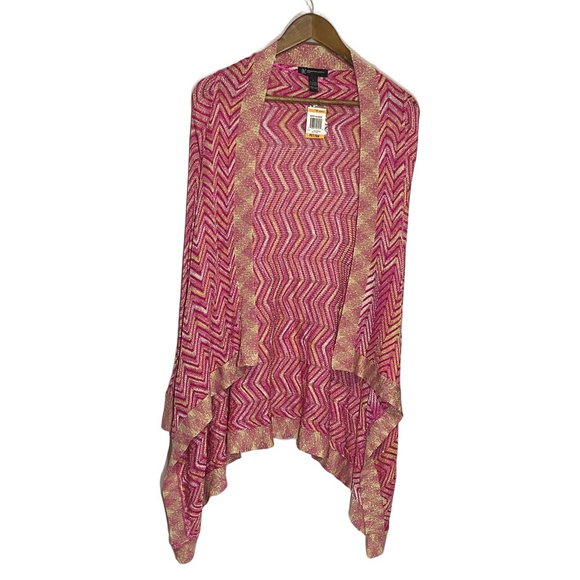 INC Open-Front Pink and Gold Chevron Cardigan Sz Small - Picture 2 of 11
